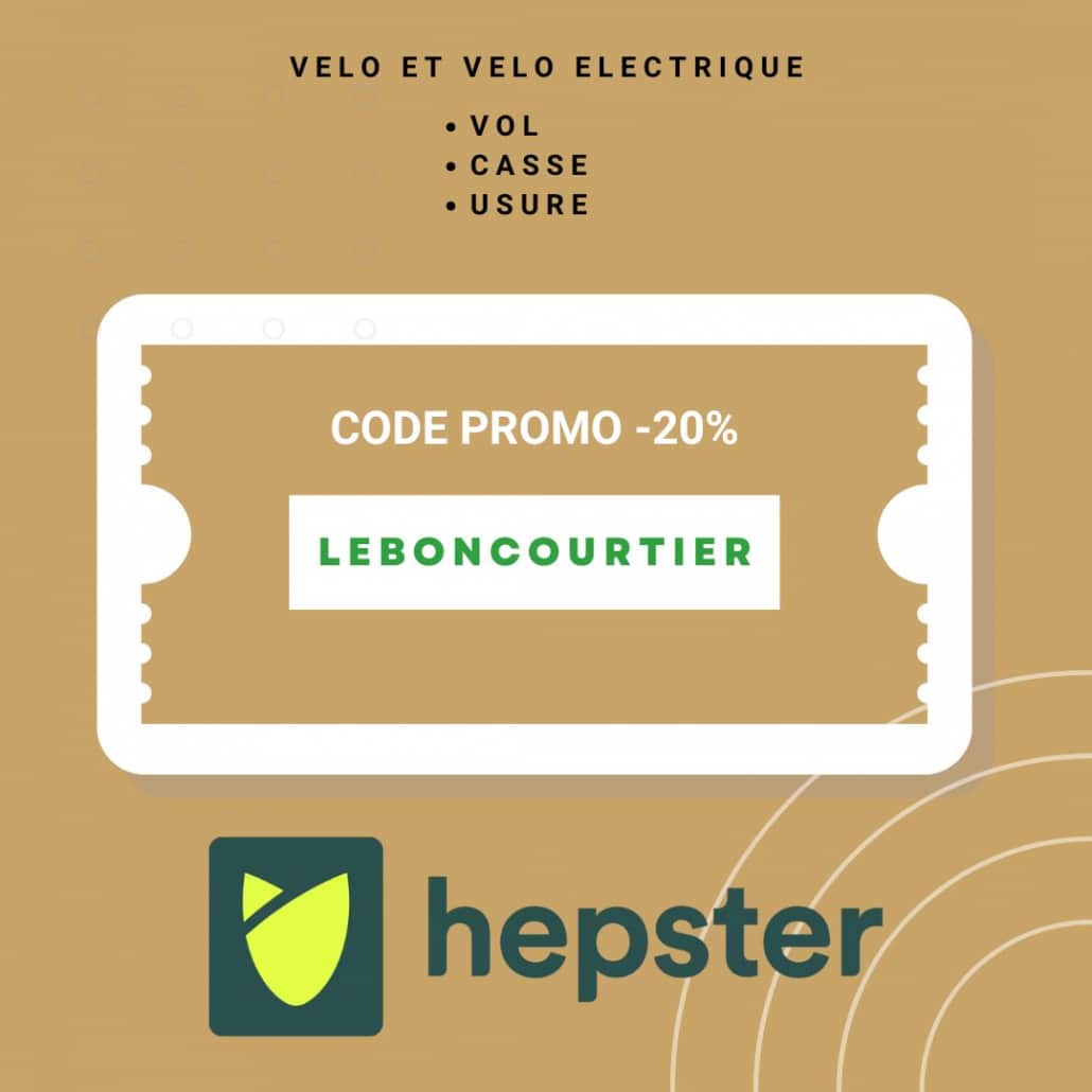 Code promo LEBONCOURTIER : –20 % sur l’assurance vélo et vélo électrique Hepster – garanties vol, casse, usure