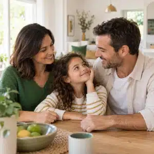 Assurance décès ou GAV : une mère, un père et leur fille réunis à la maison